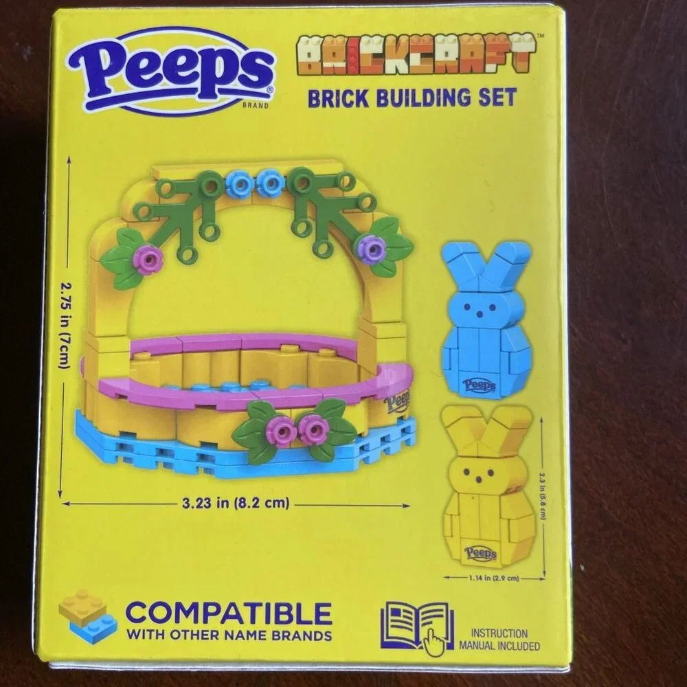 Brickcraft Peeps Easter Basket Blue Yellow Brick Building Kit 89 Piece Set NEW